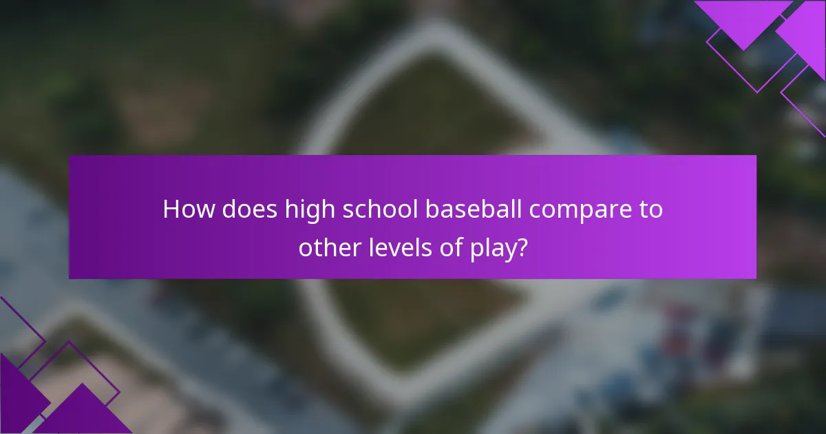 How does high school baseball compare to other levels of play?