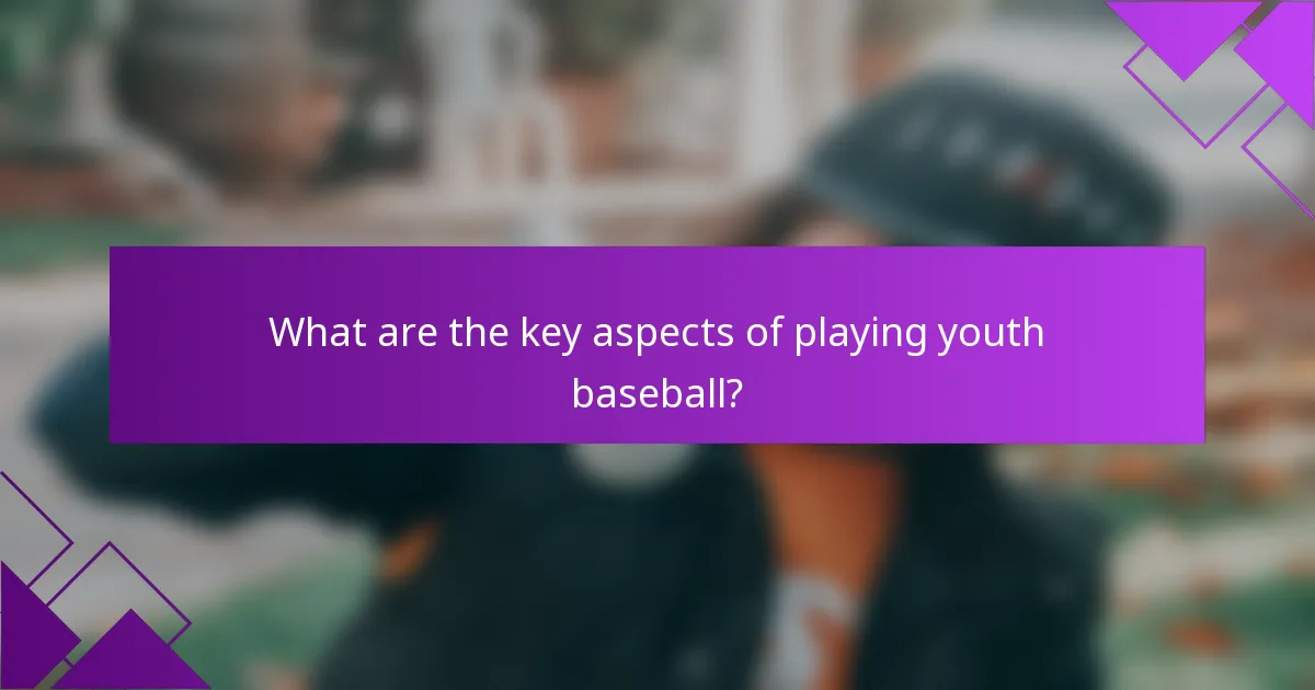 What are the key aspects of playing youth baseball?
