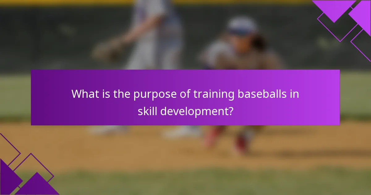 What is the purpose of training baseballs in skill development?