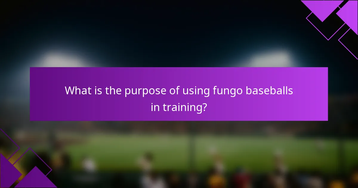 What is the purpose of using fungo baseballs in training?