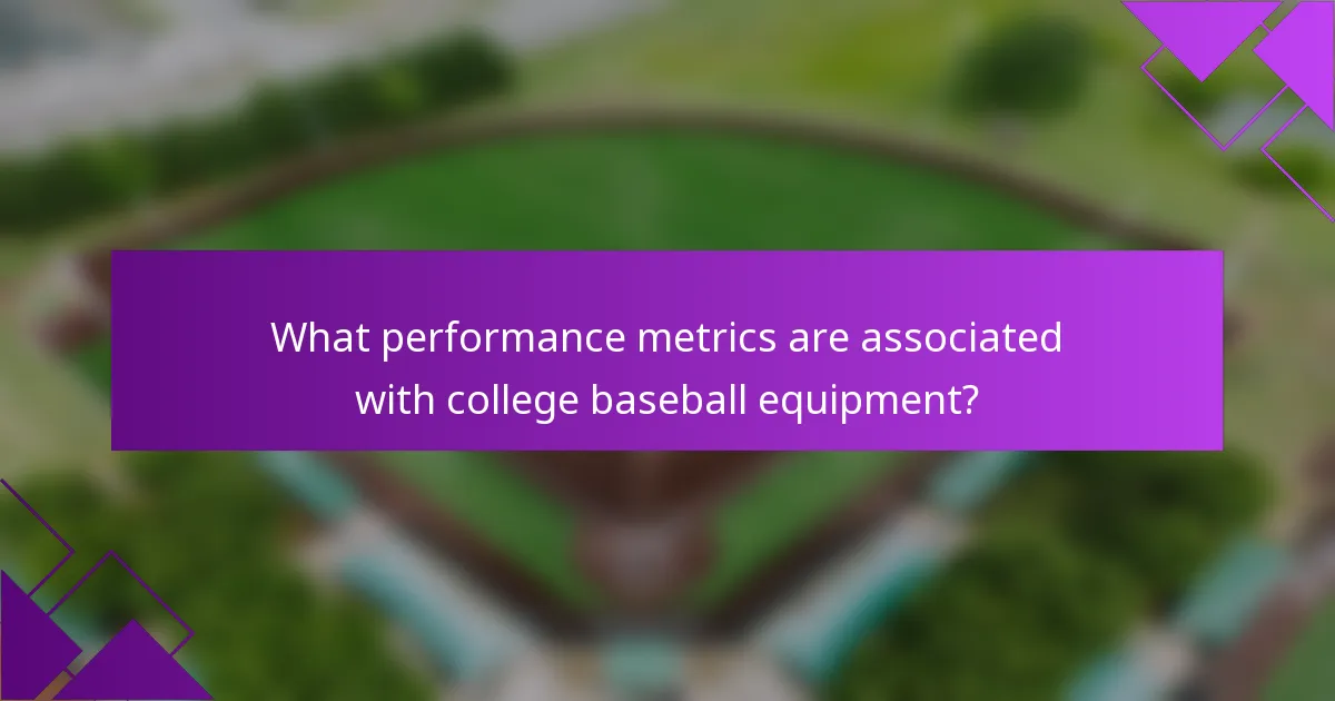 What performance metrics are associated with college baseball equipment?
