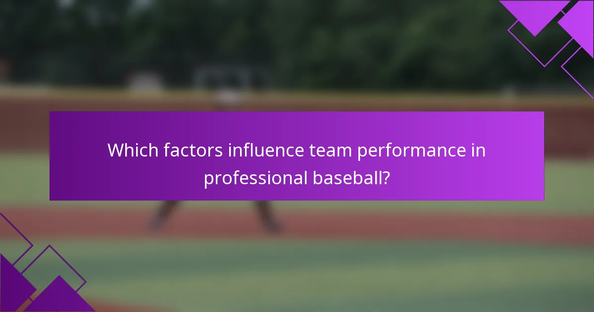 Which factors influence team performance in professional baseball?